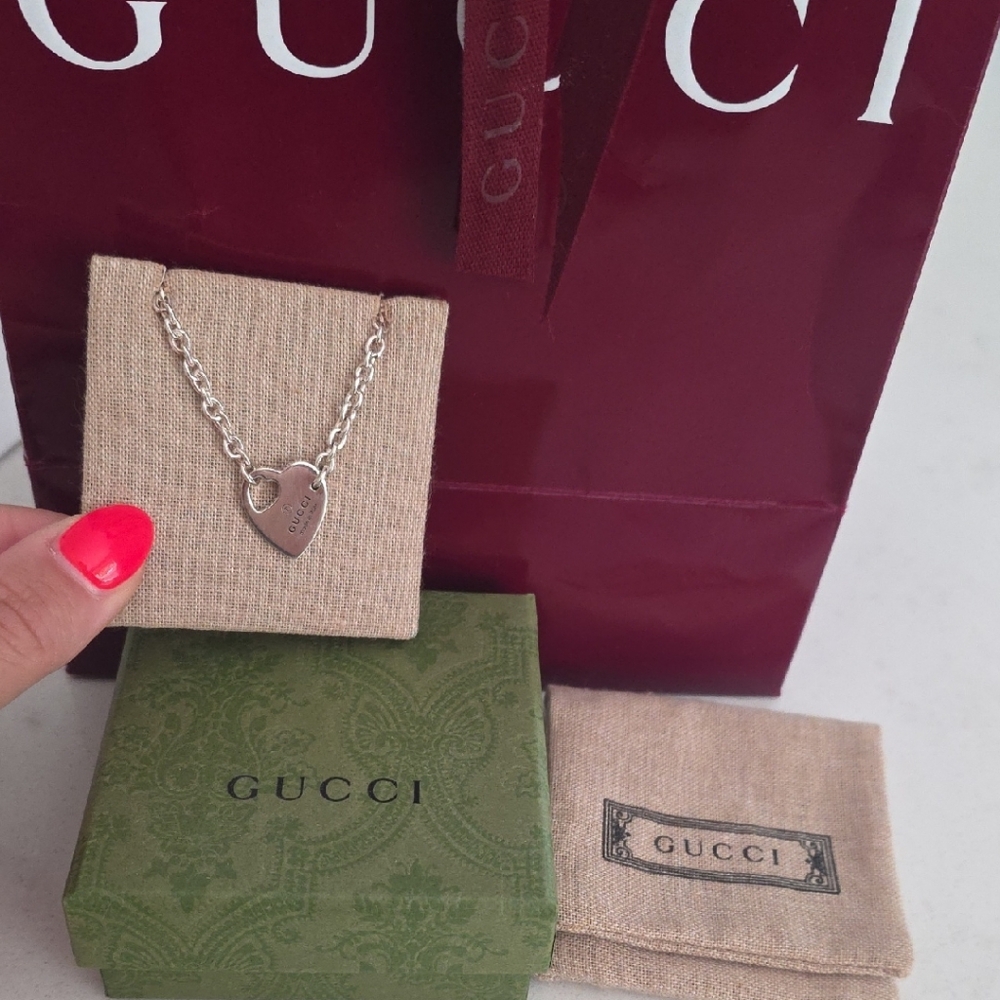 Gucci Silver Heart Charm Bracelet